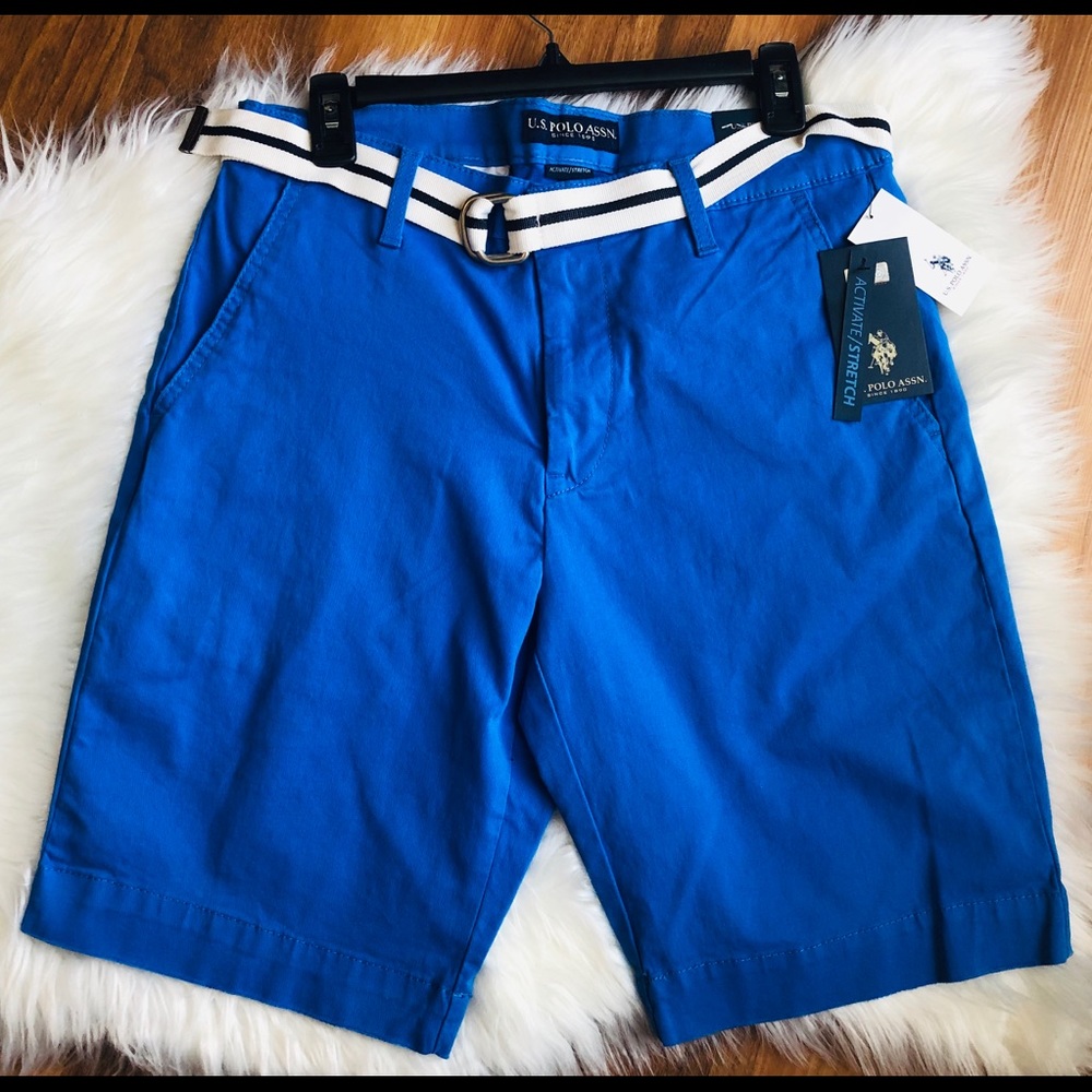 Men's U.S. Polo Assn Flat Front Shorts Blue 36 NWT